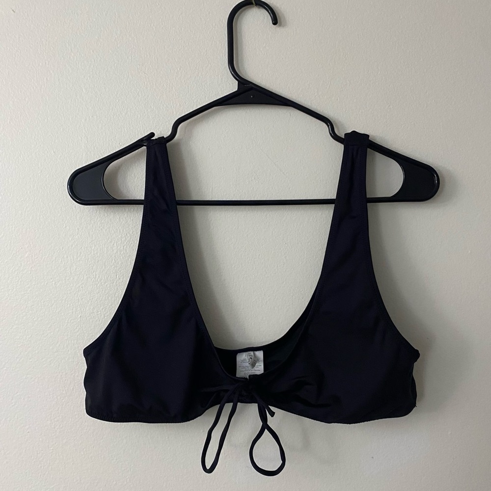 J. Crew Playa Malibu Lace Up Bikini Top Black XL